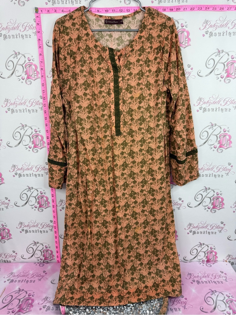 Cultural Fusion Floral Tunic in Terracotta and Olive